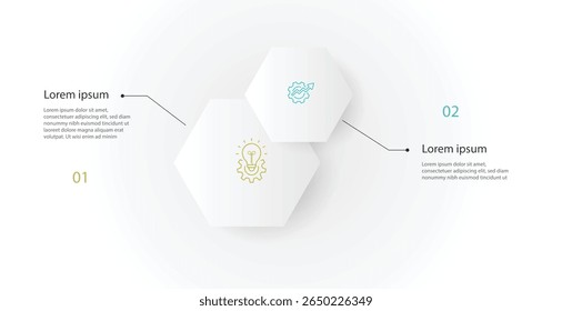 Design business infographic template 2 step journey with icons. Workflow layout, pie chart, diagram table, presentation template 