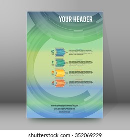 Design business presentation template. Glow light effect on colors background. Vector illustration for financial infographics, number banners, charts and graphs background, graphs and tables. EPS 10