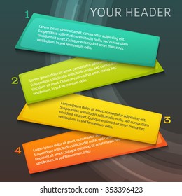 Design business presentation template. Glow light effect on colors background. Vector illustration for financial infographics, number banners, charts and graphs background, graphs and tables. EPS 10
