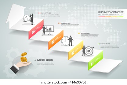 Design Business Staircase Conceptual Infographics. Can Be Used For Workflow Layout, Banner, Diagram, Web Design, Infographic Template