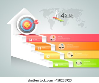 Design business staircase conceptual infographics. Can be used for workflow layout, banner, diagram, web design, infographic template