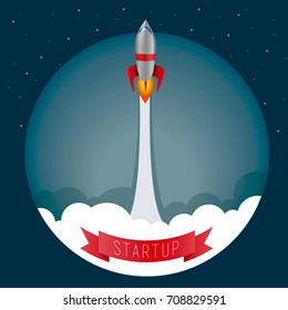  design business startup launch concept, rocket icon