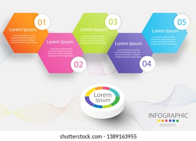 Design Business template 5 steps infographic chart element with place date for presentations,Vector EPS10.