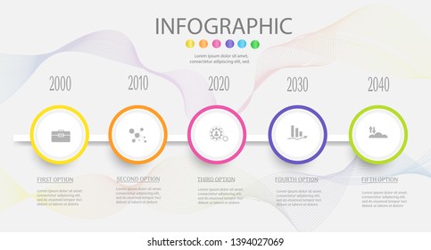 Design Business template 5 steps infographic chart element with place date for presentations,Vector EPS10.