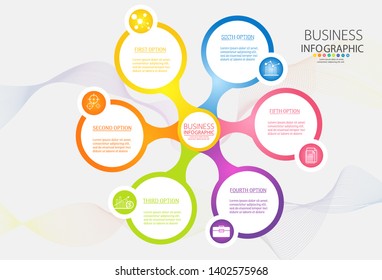 Design Business template 6 options or steps infographic chart element with place date for presentations,Creative marketing icons concept for infographic,Vector EPS10.