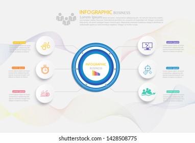 Design Business template 6 options or steps infographic chart element with place date for presentations,Creative marketing icons concept for statistic infographic,Vector EPS10.
