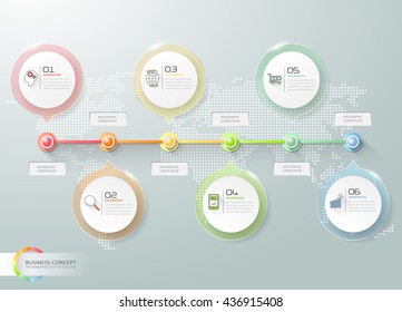 Design business timeline infographic, Infographic template for business concept 6 options.