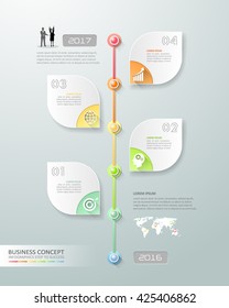 Design business timeline template, Infographic 4 options can be used for workflow layout, diagram, number options, milestones.