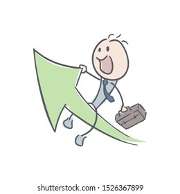 design of businessman with arrow going up