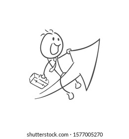 design of businessman with arrow going up