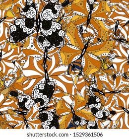 Design with butterflies. Endless. Vector illustration. Butterflies on a white, black and orange background. Sketch, doodle, scribble. Seamless.