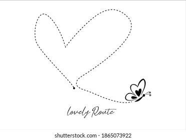Design Butterfly with lovely route  positive,optimist motivational