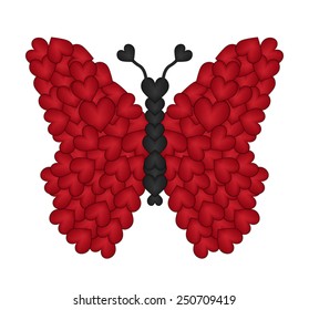 design butterfly made with hearts