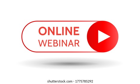  design button play, start.  tag, label ,icon, banner , cover. User interface element. Vector isolated illustration.
Webinar online course, distance education, lecture, internet conference.