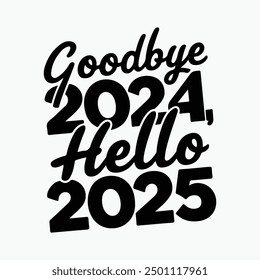 Design by Goodbye 2024, Hello 2025 with black typography and stickers.