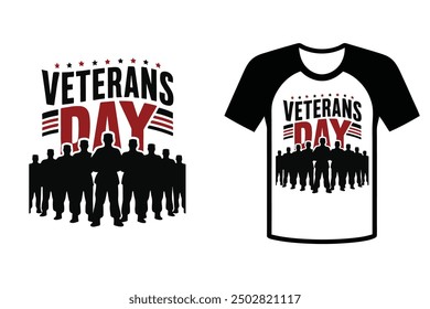 Design by Veterans Day with Silhouette solider and stickers, vector illustration