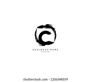 Design C Letter Rounded Stroke Grunge Monogram Logo