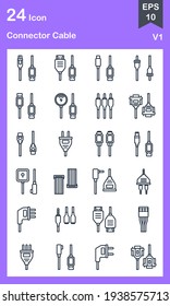 El diseño de la ilustración vectorial del paquete de iconos del contorno del cable, este vector es adecuado para iconos, logotipos, ilustraciones, pegatinas, libros, cubiertas, etc