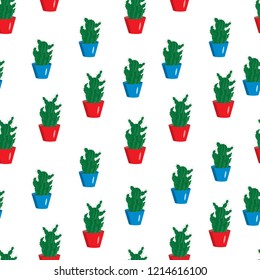 The design of the cactus. Seamless pattern. Vector illustration, white background