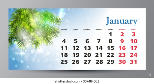 Design of calendar 2016. January.