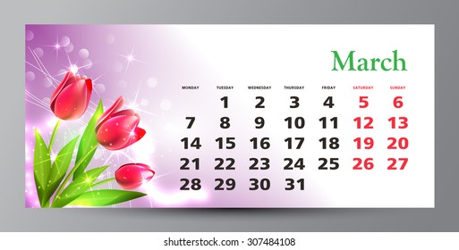 Design of calendar 2016. March.