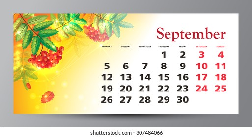 Design of calendar 2016. September.