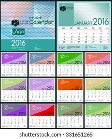 Design Calendar 2016. Vector Templates all months & all day. Layout with place for text and graphics