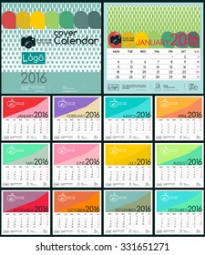 Design Calendar 2016. Vector Templates all months & all day. Layout with place for text and graphics
