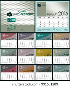 Design Calendar 2016. Vector Templates all months & all day. Layout with place for text and graphics