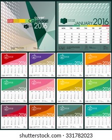 Design Calendar 2016. Vector Templates all months & all day.   Layout with place for text and graphics