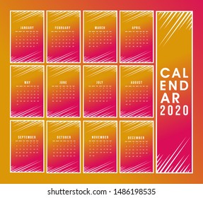Design Calendar 2020 Speed Lines Background