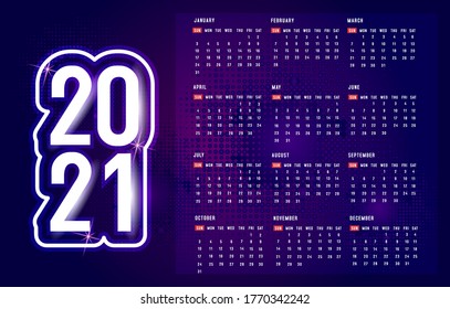 Design calendar 2021 template layout design ready to print and easy to editable