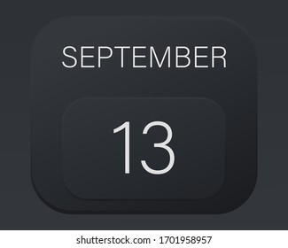 Design calendar 2021 year in trendy black style.Vector illustration symbol of a calendar.Stylish black gradient.Daily sign of the calendar for web site design,logo,app,UI/UX.Fall autumn September 