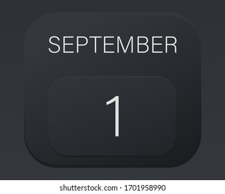 Design calendar 2021 year in trendy black style.Vector illustration symbol of a calendar.Stylish black gradient.Daily sign of the calendar for web site design,logo,app,UI/UX.Fall autumn September 
