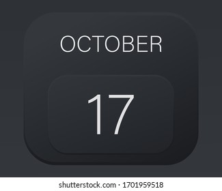 Design calendar 2021 year in trendy black style.Vector illustration symbol of a calendar.Stylish black gradient.Daily sign of the calendar for web site design,logo,app,UI/UX.Fall autumn October 