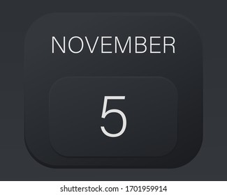 Design calendar 2021 year in trendy black style.Vector illustration symbol of a calendar.Stylish black gradient.Daily sign of the calendar for web site design,logo,app,UI/UX.Fall autumn November 