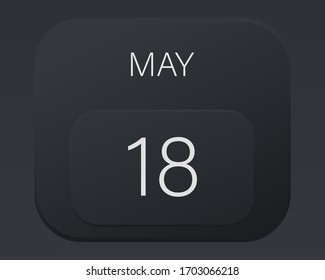 Design calendar 2021 year in trendy black style.Vector illustration symbol of a calendar. Stylish black gradient. Daily sign of the calendar for web site design, logo, app, UI/UX. Spring May 