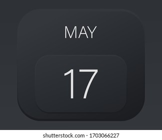 Design calendar 2021 year in trendy black style.Vector illustration symbol of a calendar. Stylish black gradient. Daily sign of the calendar for web site design, logo, app, UI/UX. Spring May 
