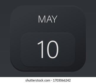 Design calendar 2021 year in trendy black style.Vector illustration symbol of a calendar. Stylish black gradient. Daily sign of the calendar for web site design, logo, app, UI/UX. Spring May 