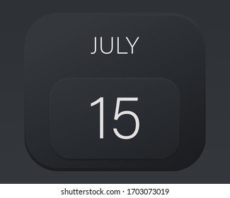 Design calendar 2021 year in trendy black style.Vector illustration symbol of a calendar. Stylish black gradient. Daily sign of the calendar for web site design, logo, app, UI/UX. Summer July 
