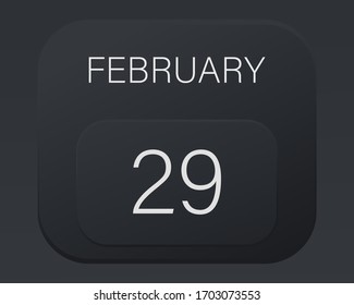 Design calendar 2021 year in trendy black style. Vector illustration symbol of a calendar.  Stylish black gradient. Daily sign of the calender for web site design, logo, app, UI/UX. Winter February 