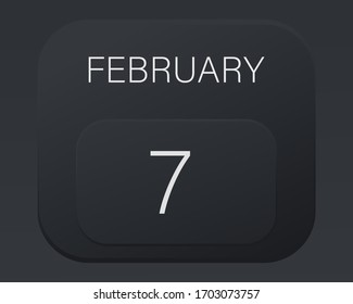 Design calendar 2021 year in trendy black style. Vector illustration symbol of a calendar.  Stylish black gradient. Daily sign of the calender for web site design, logo, app, UI/UX. Winter February 