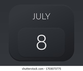 Design calendar 2021 year in trendy black style.Vector illustration symbol of a calendar. Stylish black gradient. Daily sign of the calendar for web site design, logo, app, UI/UX. Summer July 