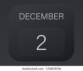Design calendar 2021 year in trendy black style.Vector illustration symbol of a calendar.Stylish black gradient.Daily sign of the calendar for web site design,logo,app,UI/UX. Winter December 