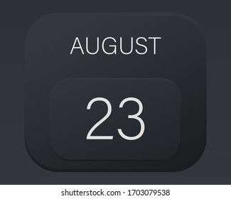 Design calendar 2021 year in trendy black style.Vector illustration symbol of a calendar. Stylish black gradient. Daily sign of the calendar for web site design, logo, app, UI/UX. Summer August 
