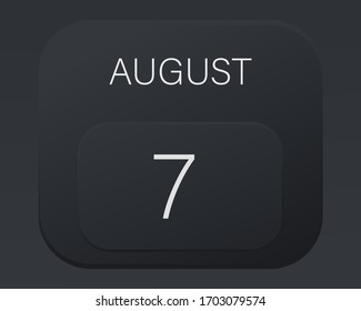 Design calendar 2021 year in trendy black style.Vector illustration symbol of a calendar. Stylish black gradient. Daily sign of the calendar for web site design, logo, app, UI/UX. Summer August 