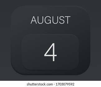Design calendar 2021 year in trendy black style.Vector illustration symbol of a calendar. Stylish black gradient. Daily sign of the calendar for web site design, logo, app, UI/UX. Summer August 