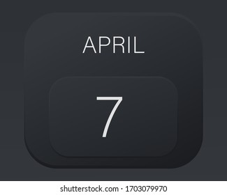 Design calendar 2021 year in trendy black style. Vector illustration symbol of a calendar.  Stylish black gradient. Daily sign of the calendar for web site design, logo, app, UI/UX. Spring April 