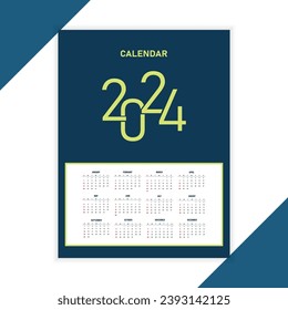  design calendar 2024 template for print design needs. vector illustration
