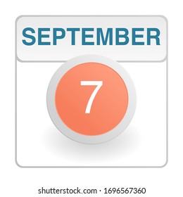 Design calendar icon in trendy style. Daily sign of the calender for web site design, logo, app, UI/UX. Vector illustration symbol of a calendar. Autumn Fall September 7